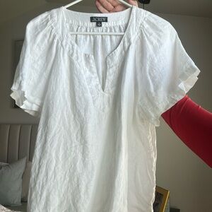 J. Crew White Linen Top